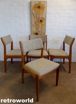 Set of x4 Mid Century retro vintage Dining Chairs Teak