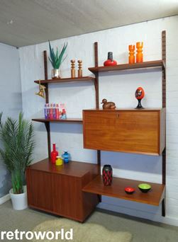 Mid Century Vintage Retro Single Bay Set Poul Cadovius Cado Teak Wall Shelving Unit