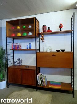 Vintage Mid Century Retro 60s 70s Teak Staples Ladderax Wall Shelving Modular Display & Storage System Unit