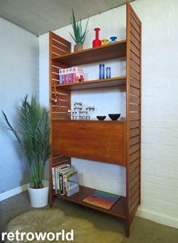 Vintage Mid Century Retro 60s 70s Teak Staples Ladderax Wall Shelving Modular Display & Storage System Unit