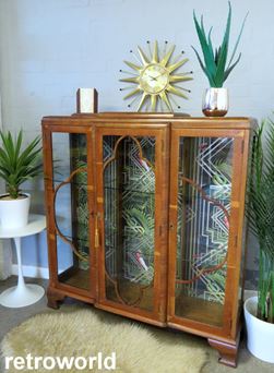 Vintage Retro Art Deco Cocktail Drinks Display Cabinet Bar Unit