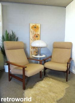 Vintage Mid Century Retro 60s Pair of CORNWELL NORTON Lounge Armchair