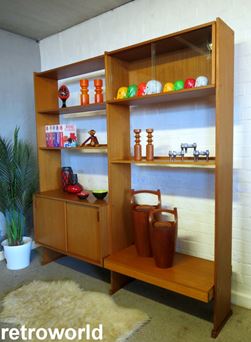 Vintage Mid Century Retro 60s 70s Teak Staples Ladderax Wall Shelving Modular Display & Storage System Unit