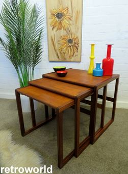 Vintage Mid Century Retro 60s 70s Teak G Plan Fresco Nest of Coffee Tables