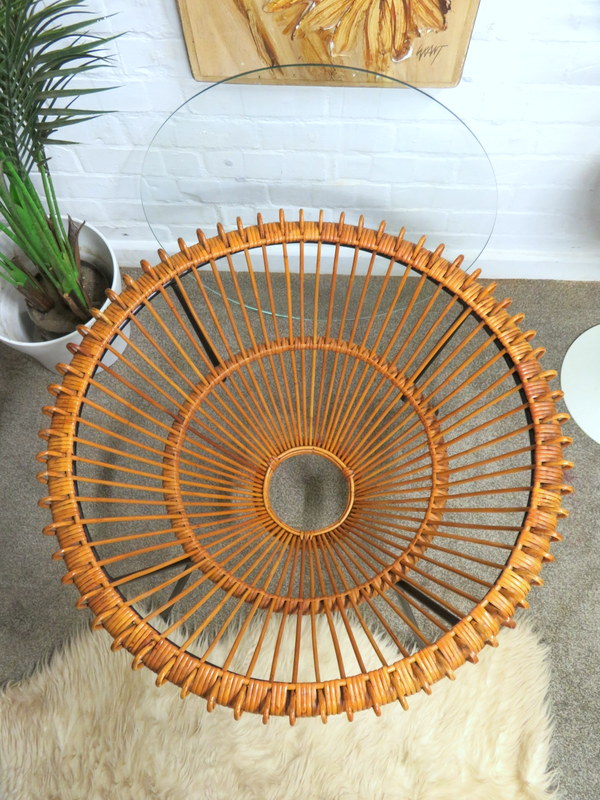 Vintage Mid Century Retro 60s Franco Albini Rattan Wicker Coffee Table