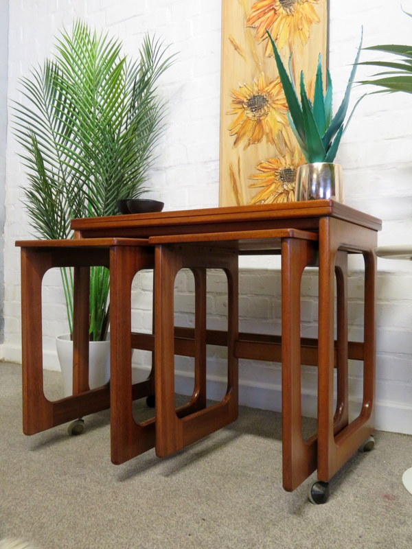 Vintage Retro MCM 60s Teak McIntosh Nest of Coffee Tables