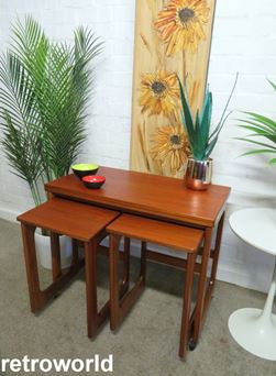 Vintage Mid Century Retro 60s 70s Teak Nest of Coffee Tables