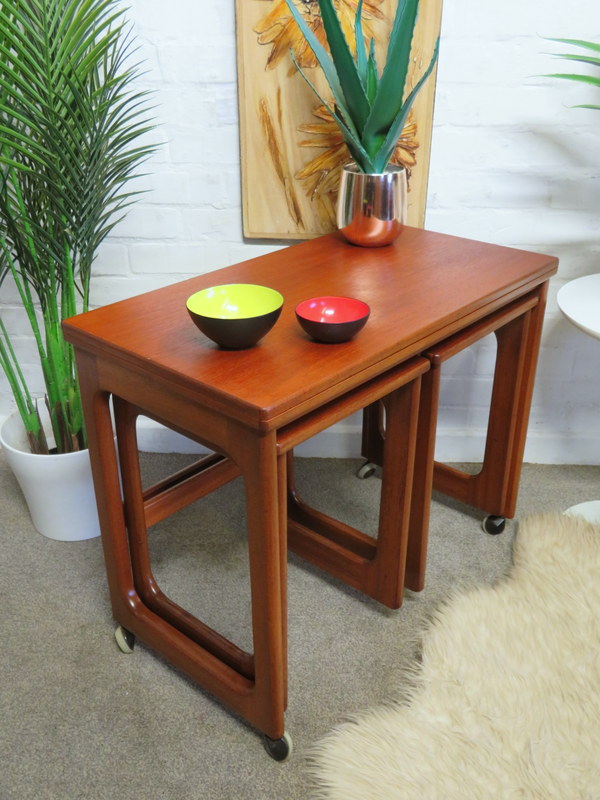 Vintage Retro MCM 60s Teak McIntosh Nest of Coffee Tables