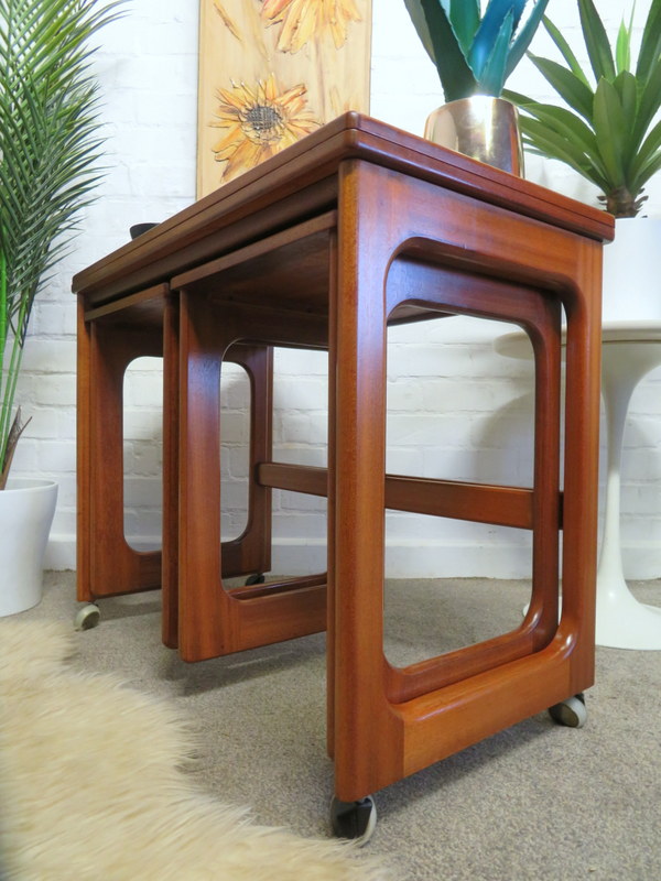 Vintage Retro MCM 60s Teak McIntosh Nest of Coffee Tables