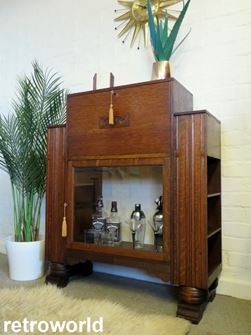 Vintage Art Deco Bureau Display Drinks Unit Cabinet