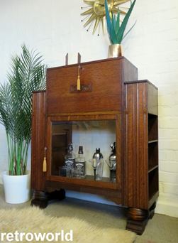 Vintage Retro Art Deco Cocktail Drinks Display Cabinet Unit