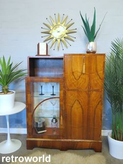 Vintage Retro Art Deco Drinks Display Cabinet