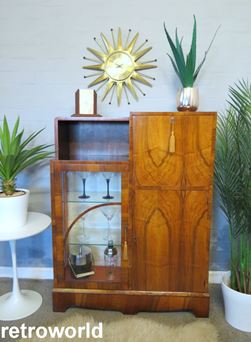 Vintage Retro Art Deco Cocktail Drinks Display Cabinet Unit