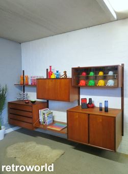 Vintage Mid Century Retro 60s 70s Teak Staples Ladderax Wall Shelving Modular Display & Storage System Unit