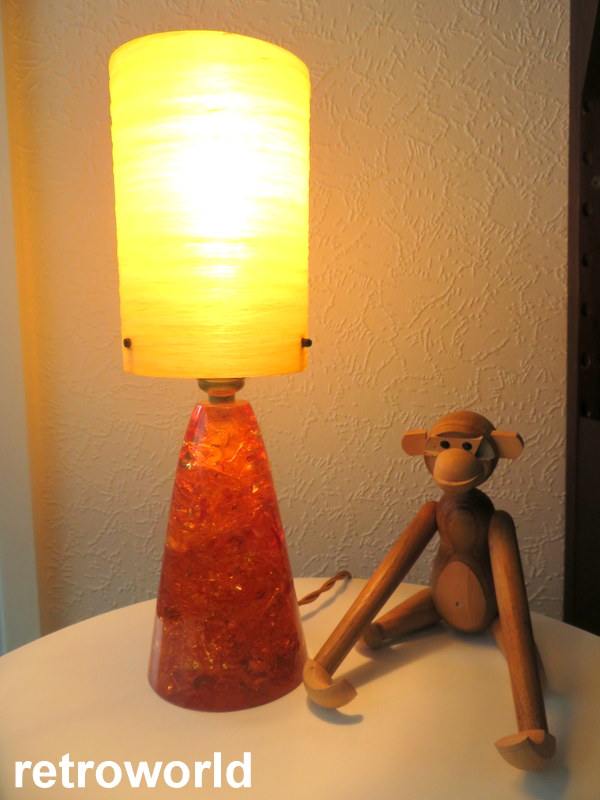 Vintage Mid Century Retro 60s RARE SHATTALINE CRUSHED ICE TABLE LAMP & SHADE