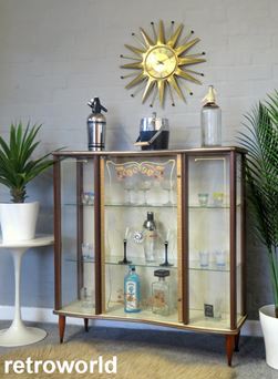 Vintage Retro 50s 60s Drinks Display Cabinet Unit