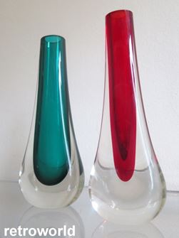 Vintage Retro 60s Whitefriars Hambone Art Glass Vases