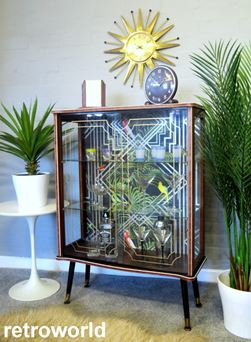 Vintage Retro Art Deco Cocktail Drinks Display Cabinet Unit