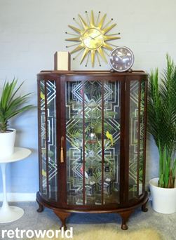 Vintage Retro Art Deco Cocktail Drinks Display Cabinet Unit