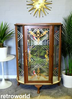 Vintage Retro 50s 60s Drinks Display Cabinet Unit