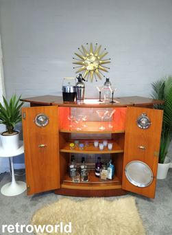 Vintage Retro 50s 60s Cocktail Drinks Display Cabinet Unit