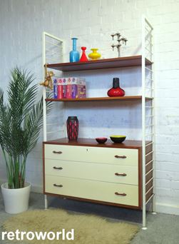 Vintage Mid Century Retro 60s 70s Teak Staples Ladderax Wall Shelving Modular Display & Storage System Unit
