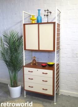 Vintage Mid Century Retro 60s 70s Teak Staples Ladderax Wall Shelving Modular Display & Storage System Unit