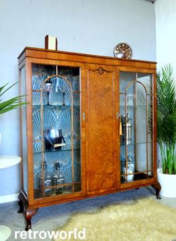 Vintage Retro Art Deco Cocktail Drinks Display Cabinet Bar Unit