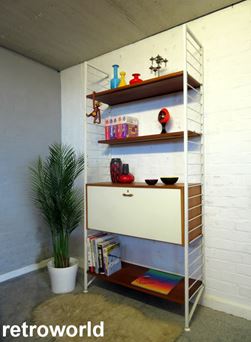 Vintage Mid Century Retro 60s 70s Teak Staples Ladderax Wall Shelving Modular Display & Storage System Unit