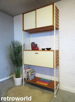 Vintage Mid Century Retro 60s 70s Teak Staples Ladderax Wall Shelving Modular Display & Storage System Unit