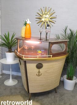 Vintage Retro 50s 60s Cocktail Drinks Display Cabinet Unit