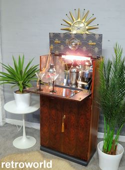 Vintage Retro Art Deco Cocktail Drinks Display Cabinet Bar Unit