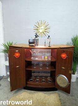 Vintage Retro 50s 60s Drinks Display Cabinet Unit