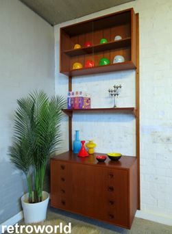 Vintage Mid Century Retro 60s 70s Teak Staples Ladderax Wall Shelving Modular Display & Storage System Unit