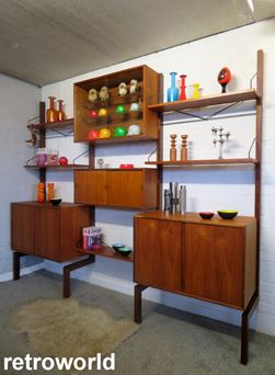 Vintage Mid Century Retro 60s 70s Teak Staples Ladderax Wall Shelving Modular Display & Storage System Unit