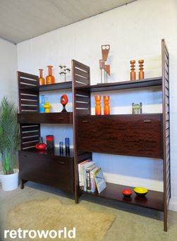 Vintage Mid Century Retro 60s 70s Teak Staples Ladderax Wall Shelving Modular Display & Storage System Unit