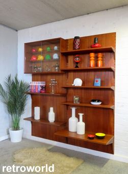 Vintage Mid Century Retro 60s 70s Teak Staples Ladderax Wall Shelving Modular Display & Storage System Unit