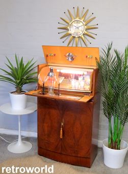 Vintage Retro Art Deco Cocktail Drinks Display Cabinet Bar Unit